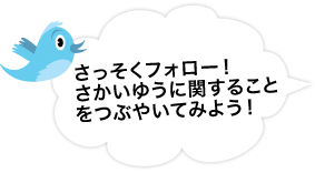 さっそくフォロー！さかいゆうに関することをつぶやいてみよう！